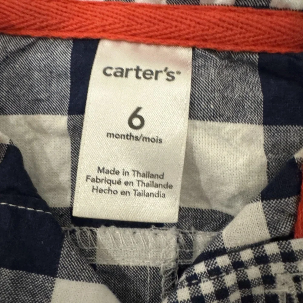 Carter's Blue and White Plaid Onesie‎